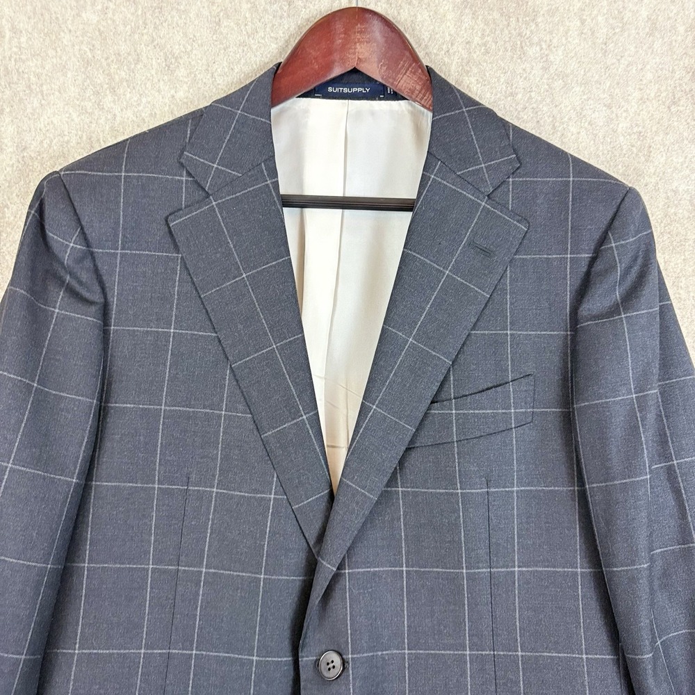 Suitsupply Brescia Gray 42R Suit Vitale Barberis Canonico 110 Wool Windowpane - Picture 3 of 16